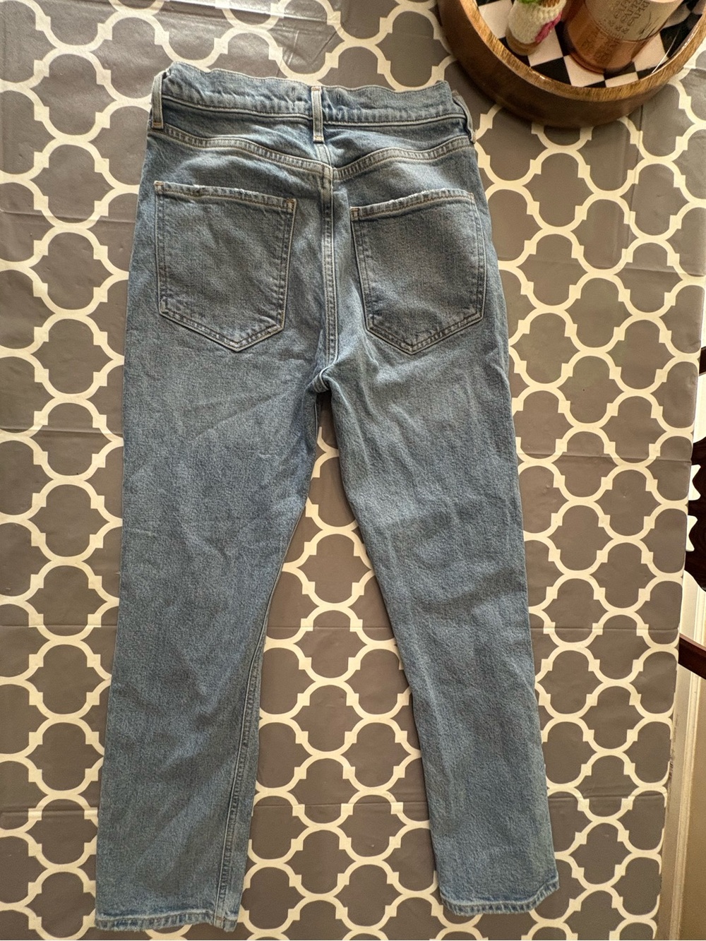 Agolde Riley Distressed Light Wash Blue Denim Jeans - Picture 7 of 10